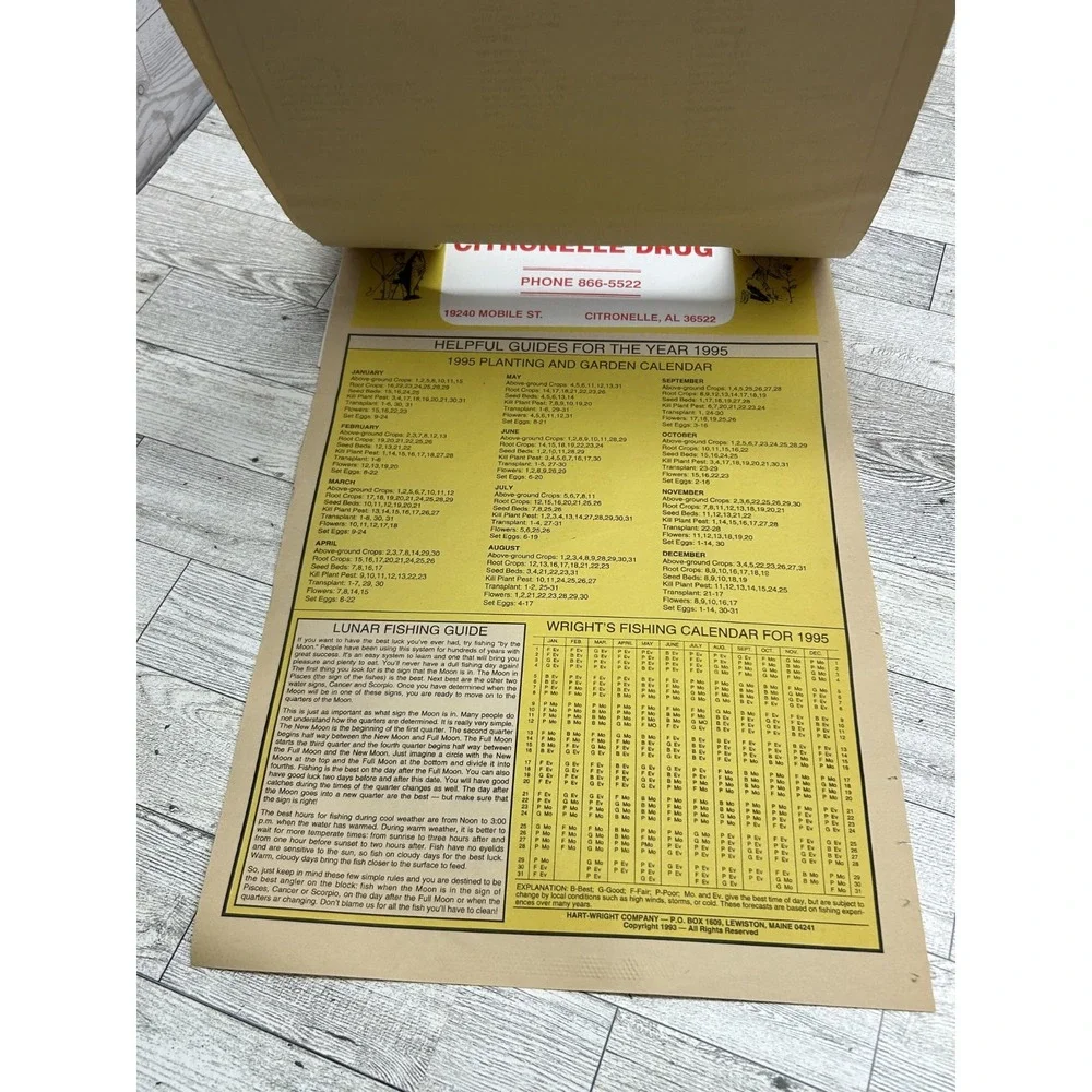 Vintage Citronelle Drugs‎ Store Pharmacy Advertising Calendar Mobile AL  1995